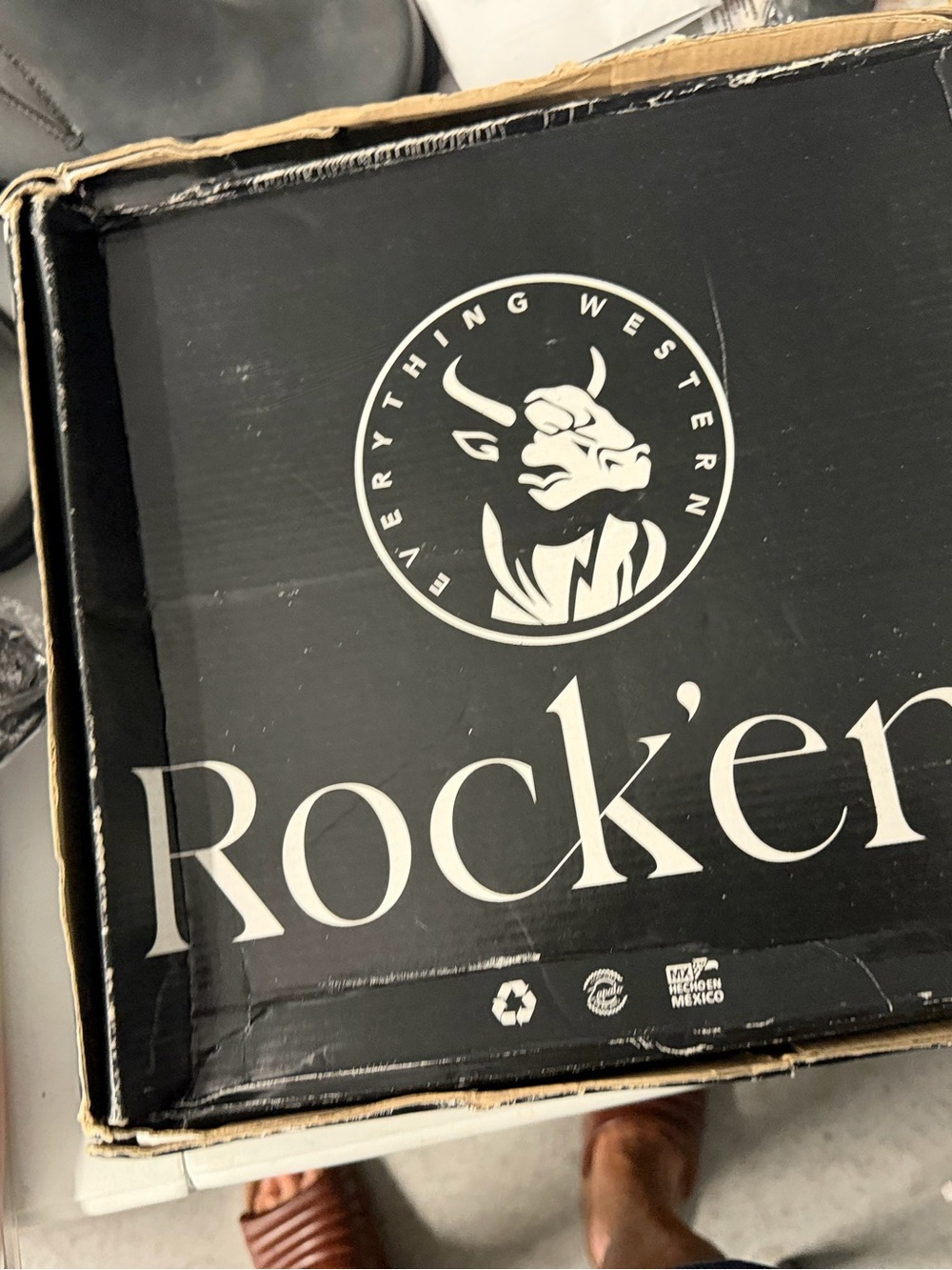 ROCKEM boots size 9 toddler brown cowboy boots new with damaged box 4721